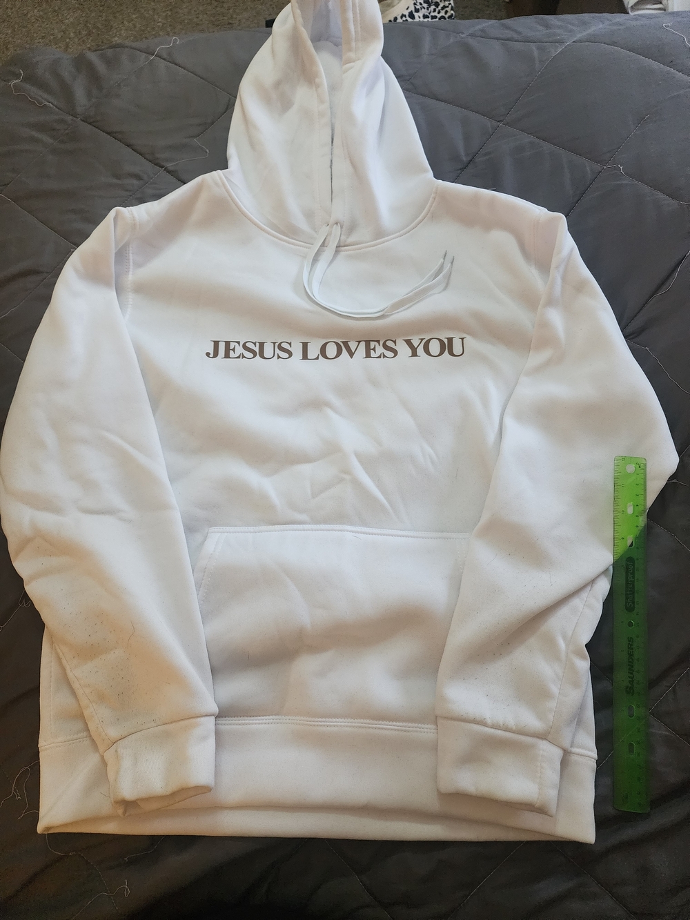 White "Jesus Loves You" Pullover Hoodie